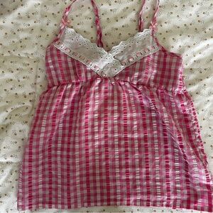 Coquette y2k gingham babydoll tank top with bows